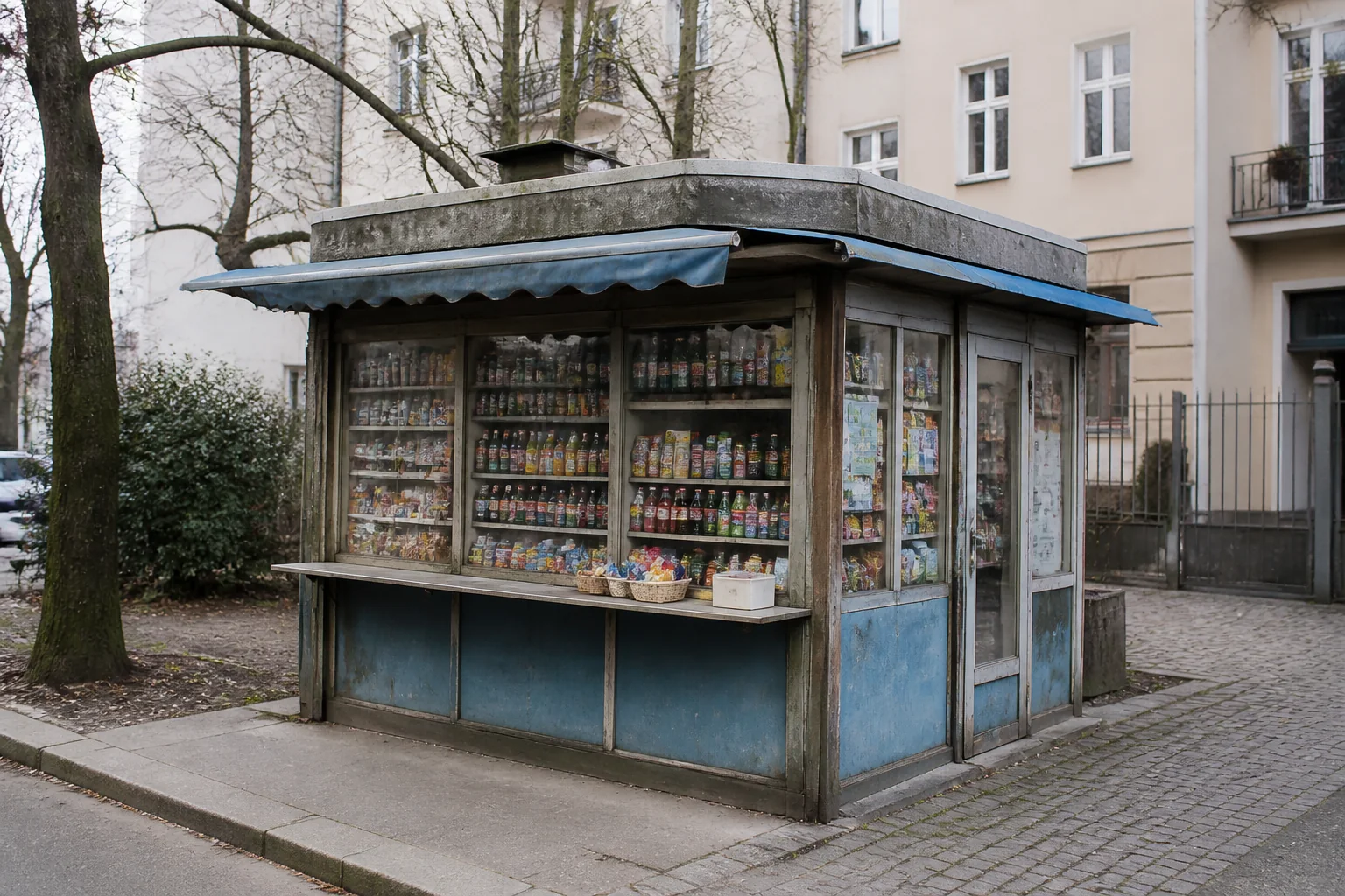Älterer Berliner Kiosk vor der Modernisierung